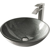 Glass Simply Silver Bathroom Sink/Basin Set with Duris Faucet and Round Vessel I4S3 - product image 1