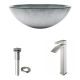 Glass Simply Silver Bathroom Sink/Basin Set with Duris Faucet and Round Vessel I4S3 - product image 2