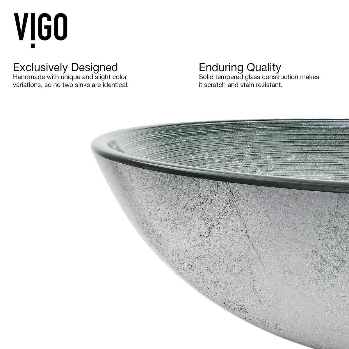 Glass Simply Silver Bathroom Sink/Basin Set with Duris Faucet and Round Vessel I4S3 - product image 4