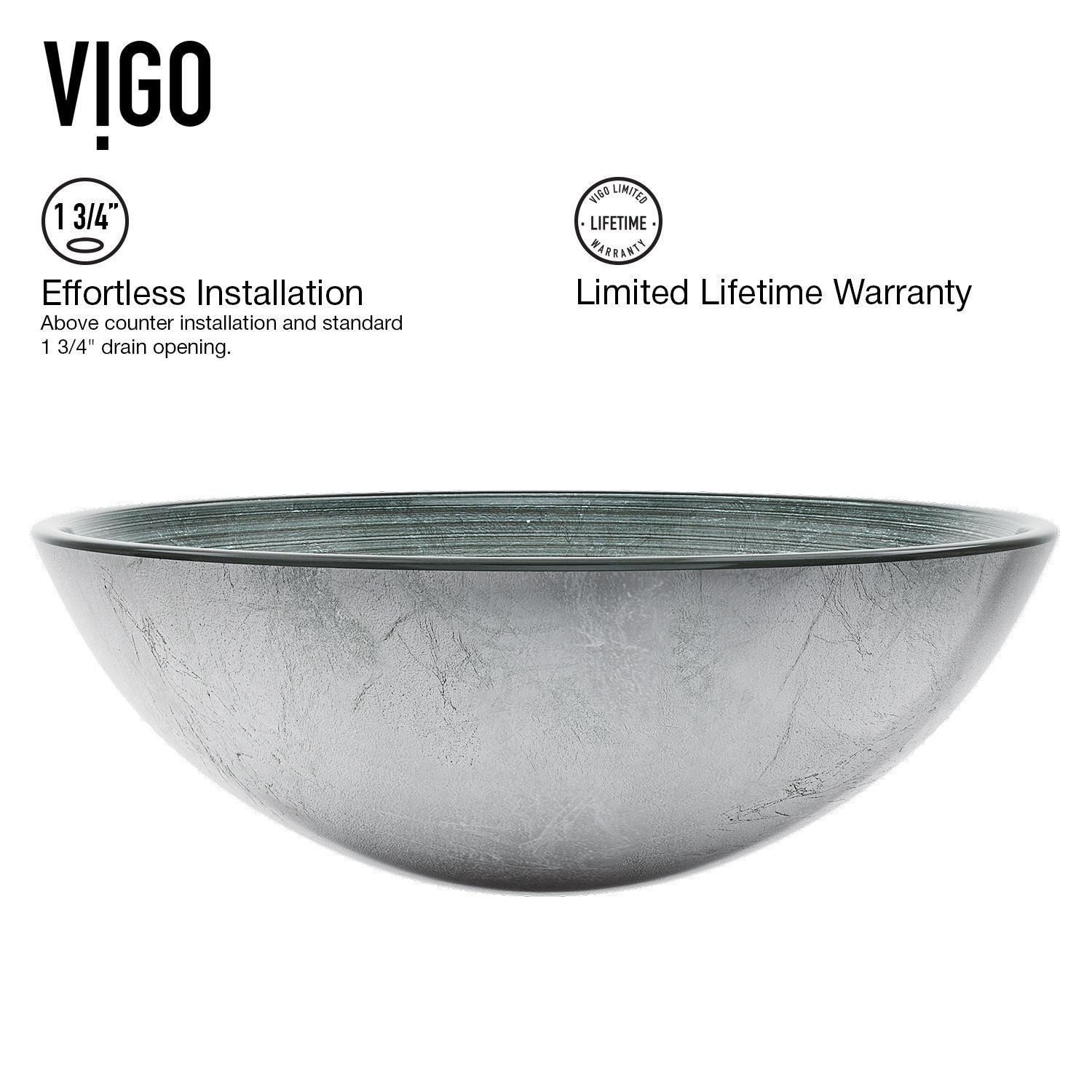 Glass Simply Silver Bathroom Sink/Basin Set with Duris Faucet and Round Vessel I4S3 - product image 8