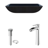 Glass Turquoise Water Bathroom Sink/Basin Set with Niko Faucet and Rectangular Vessel K9Y5 - product image 2