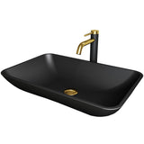 Hadyn MatteShell Matte Black Bathroom Sink/Basin Set with Lexington Faucet and Rectangular Vessel E7I3 - product image 1