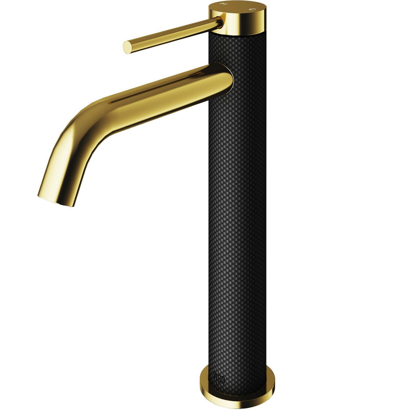 Lexington 8-in Gold/Carbon Fiber Vessel Bathroom Faucet O4F5