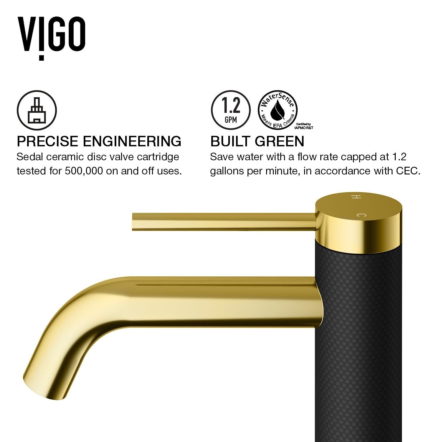 Lexington 8-in Gold/Carbon Fiber Vessel Bathroom Faucet O4F5 - product image 8
