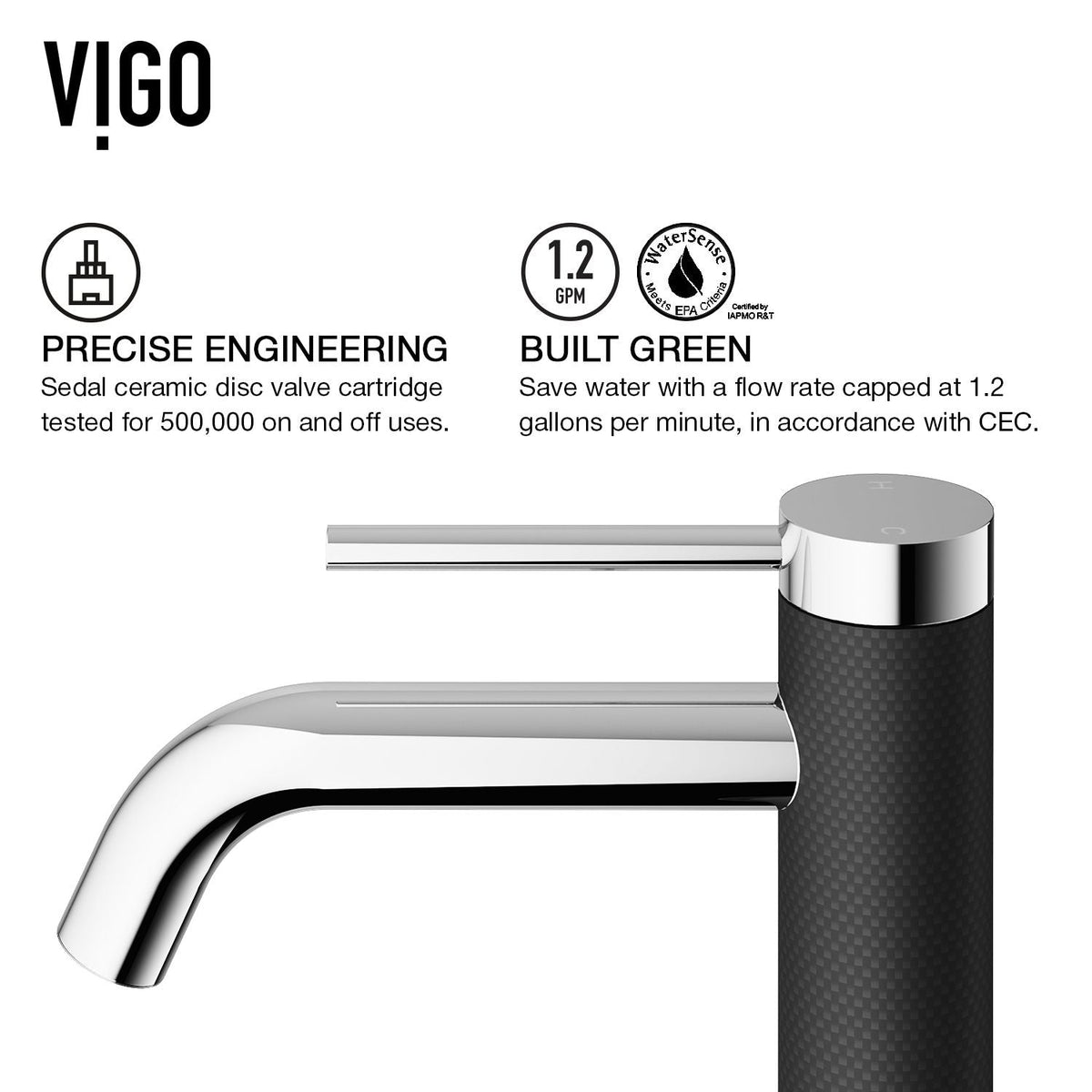 Lexington Single Handle Vessel Sink Bathroom Faucet with cFiber© Body, Chrome U3R6 - product image 7