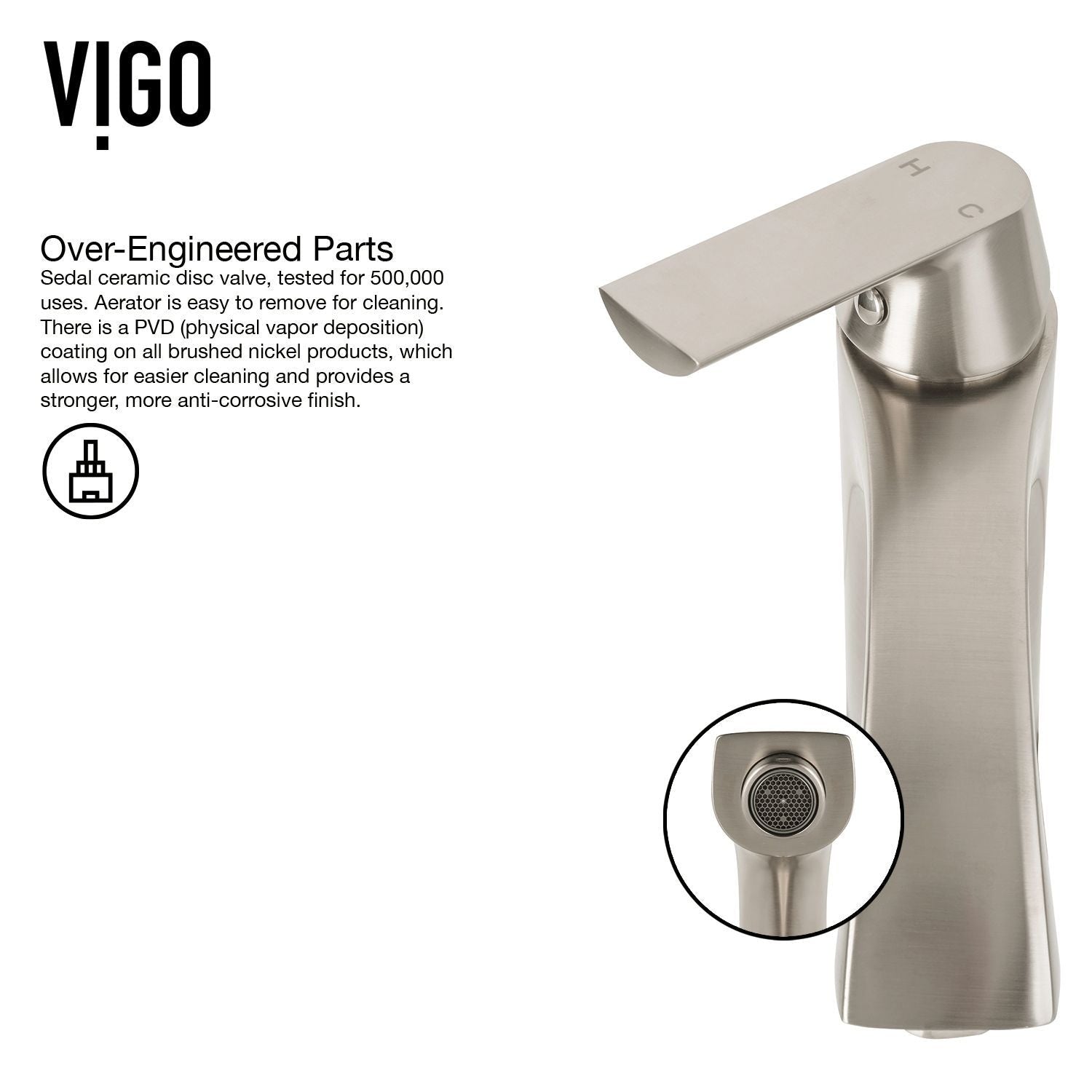 Linus Single Handle Vessel Sink Bathroom Faucet, Brushed Nickel Q3P8 - product image 3