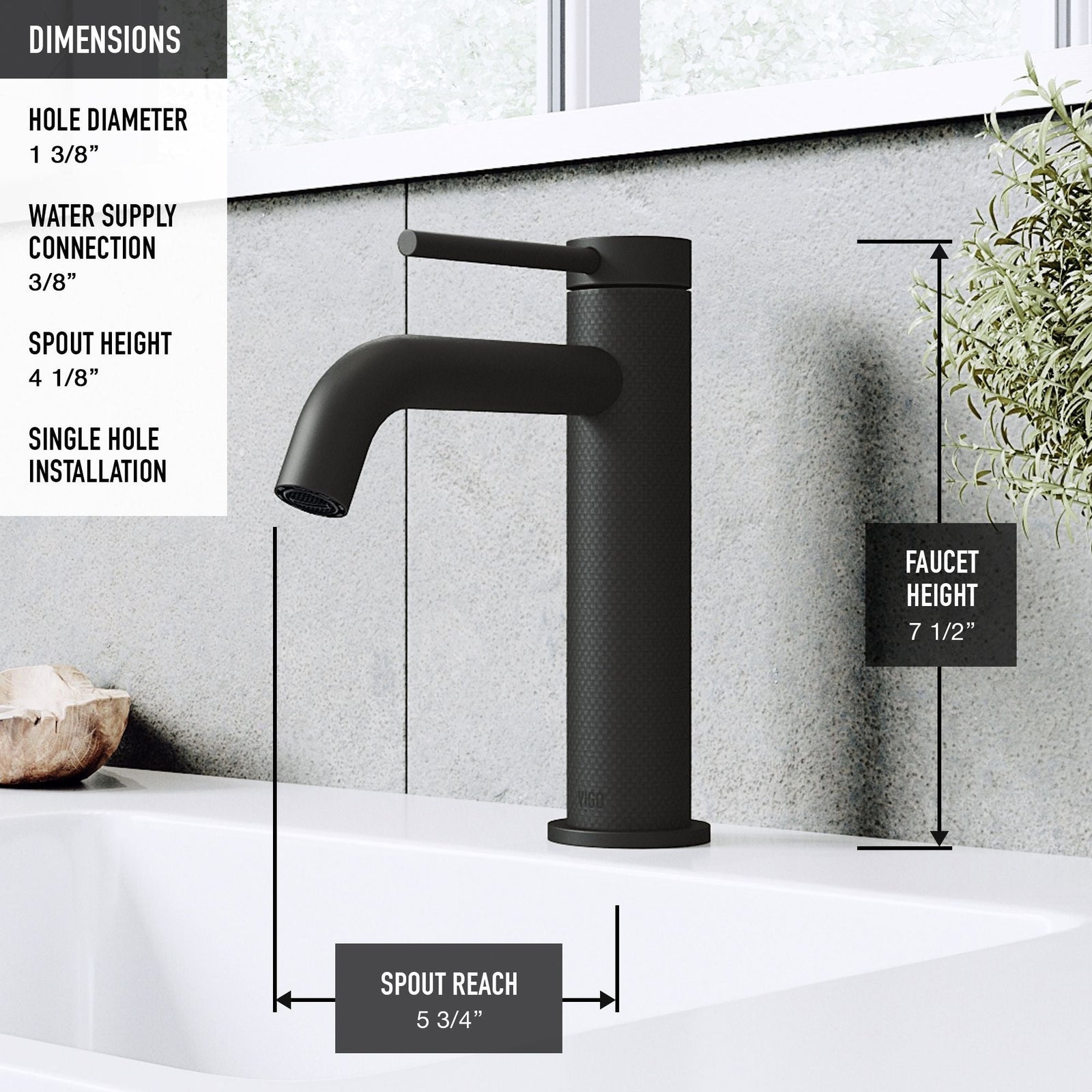 Madison Single Handle Single Hole cFiber Bathroom Sink Faucet, Matte Black Q3L3 - product image 5