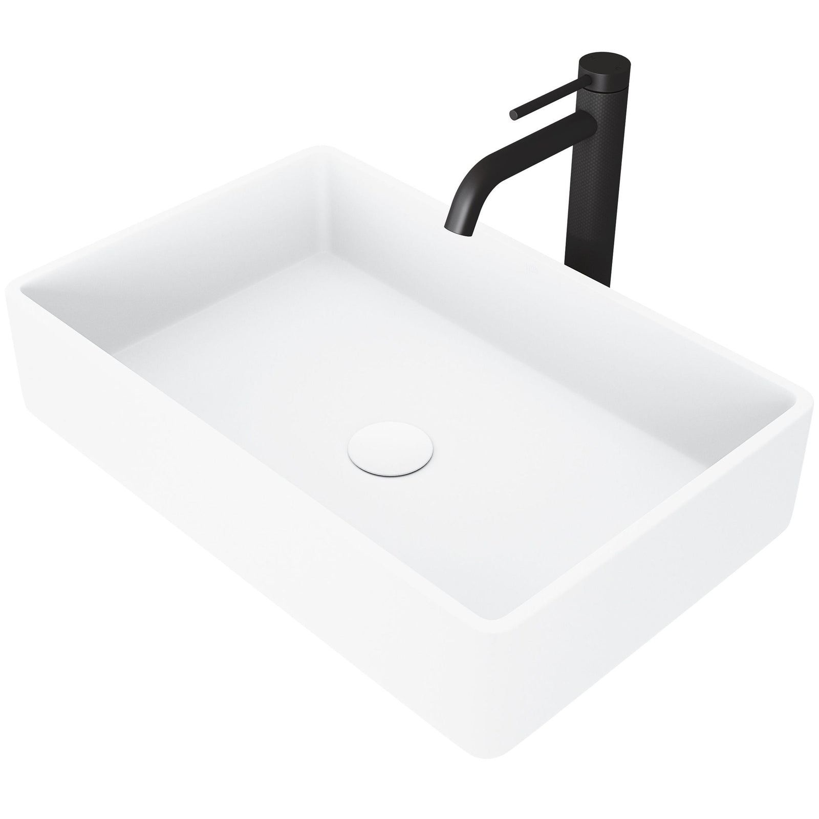 Magnolia MatteStone White Bathroom Sink/Basin Set with Lexington Faucet and Rectangular Composite Vessel R1E6 - product image 1