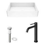 Magnolia MatteStone White Bathroom Sink/Basin Set with Lexington Faucet and Rectangular Composite Vessel R1E6 - product image 2