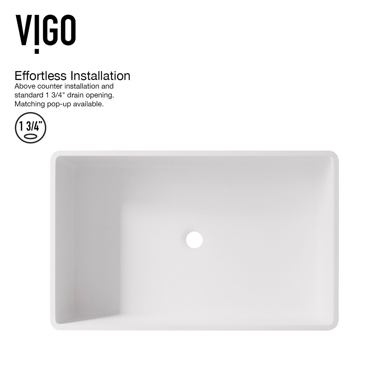 Magnolia MatteStone White Bathroom Sink/Basin Set with Lexington Faucet and Rectangular Composite Vessel R1E6 - product image 3