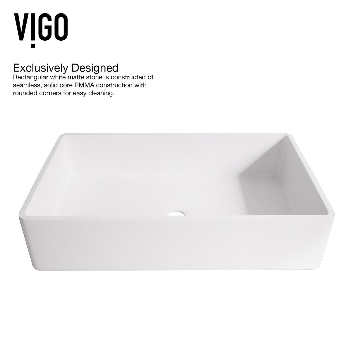 Magnolia MatteStone White Bathroom Sink/Basin Set with Lexington Faucet and Rectangular Composite Vessel R1E6 - product image 8