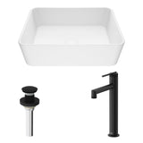 Marigold MatteStone Matte White Bathroom Sink/Basin Set with Sterling Faucet and Rectangular Composite Vessel A4G2 - product image 2