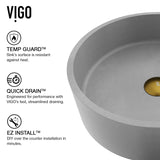 Palermo Gothic ConcretoStone Ash Grey Bathroom Sink/Basin Set with Niko Faucet and Round Vessel E9M7 - product image 5