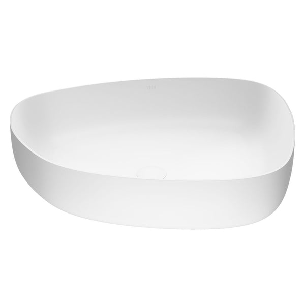 Peony Matte Stone Novelty Composite Vessel Bathroom Sink/Basin with Deep Bowl, White N9C2