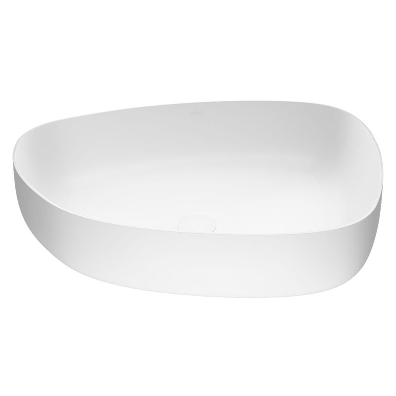 Peony Matte Stone Novelty Composite Vessel Bathroom Sink/Basin with Deep Bowl, White N9C2