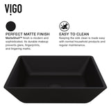 Roma Glass Square Vessel Bathroom Sink/Basin with Rounded Edges & Deep Bowl, Black X6O4 - product image 3