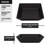 Roma Glass Square Vessel Bathroom Sink/Basin with Rounded Edges & Deep Bowl, Black X6O4 - product image 4