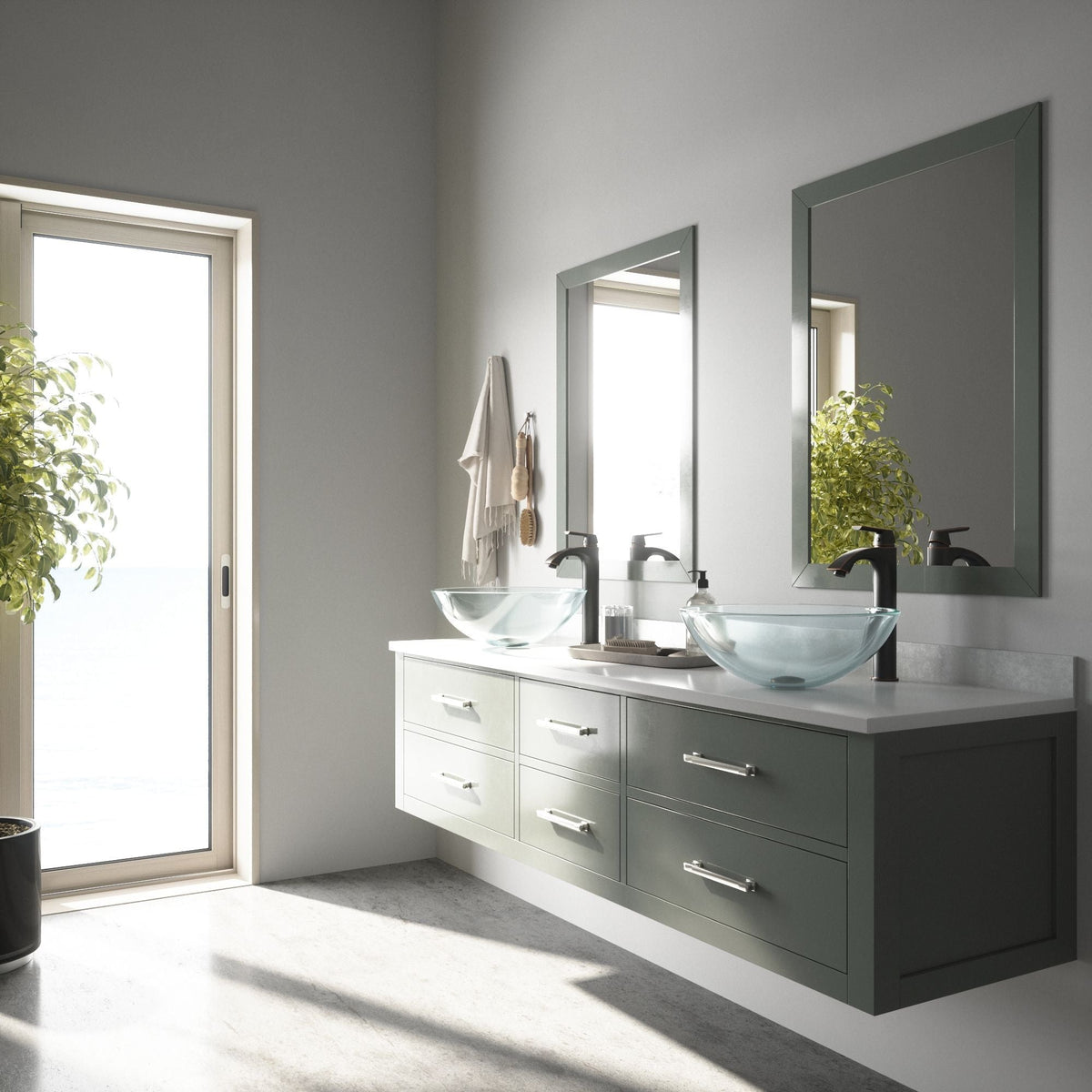 Round Glass Vessel Bathroom Sink/Basin with Repellent Seal Coating, Crystalline L6P1 - product image 7