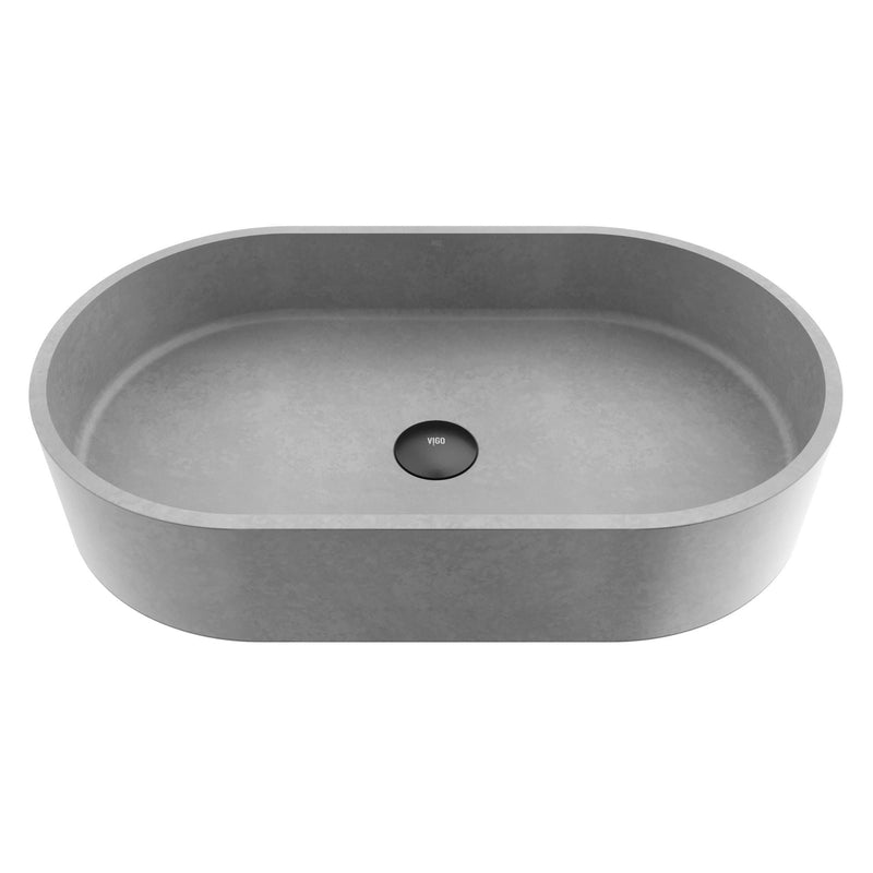 Sagrada Gothic ConcretoStone 24x14-in Deep Grey Bathroom Sink/Basin with Rectangular Vessel X8K9