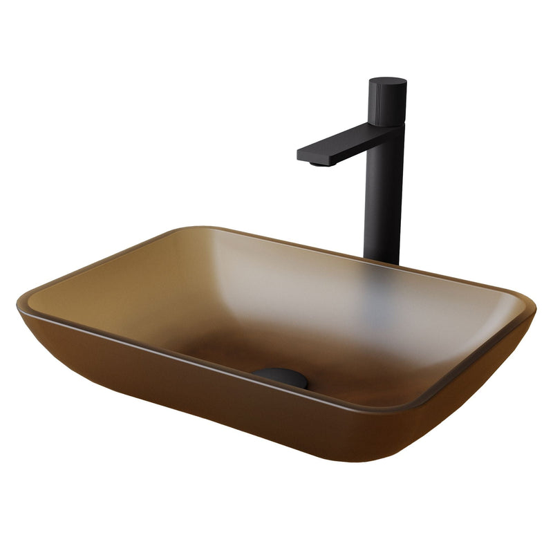 Sottile MatteShell Amber Bathroom Sink/Basin Set with Gotham Faucet and Glass Vessel M7Q6