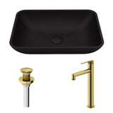 Sottile MatteShell Matte Black Bathroom Sink/Basin Set with Sterling Faucet and Glass Rectangular Vessel T2P9 - product image 2