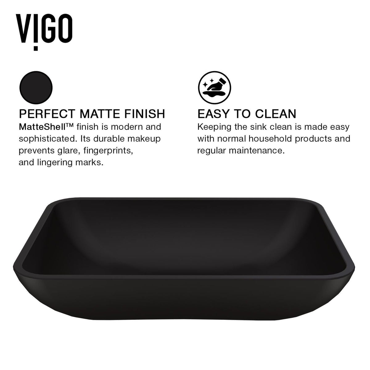 Sottile MatteShell Matte Black Bathroom Sink/Basin Set with Sterling Faucet and Glass Rectangular Vessel T2P9 - product image 4