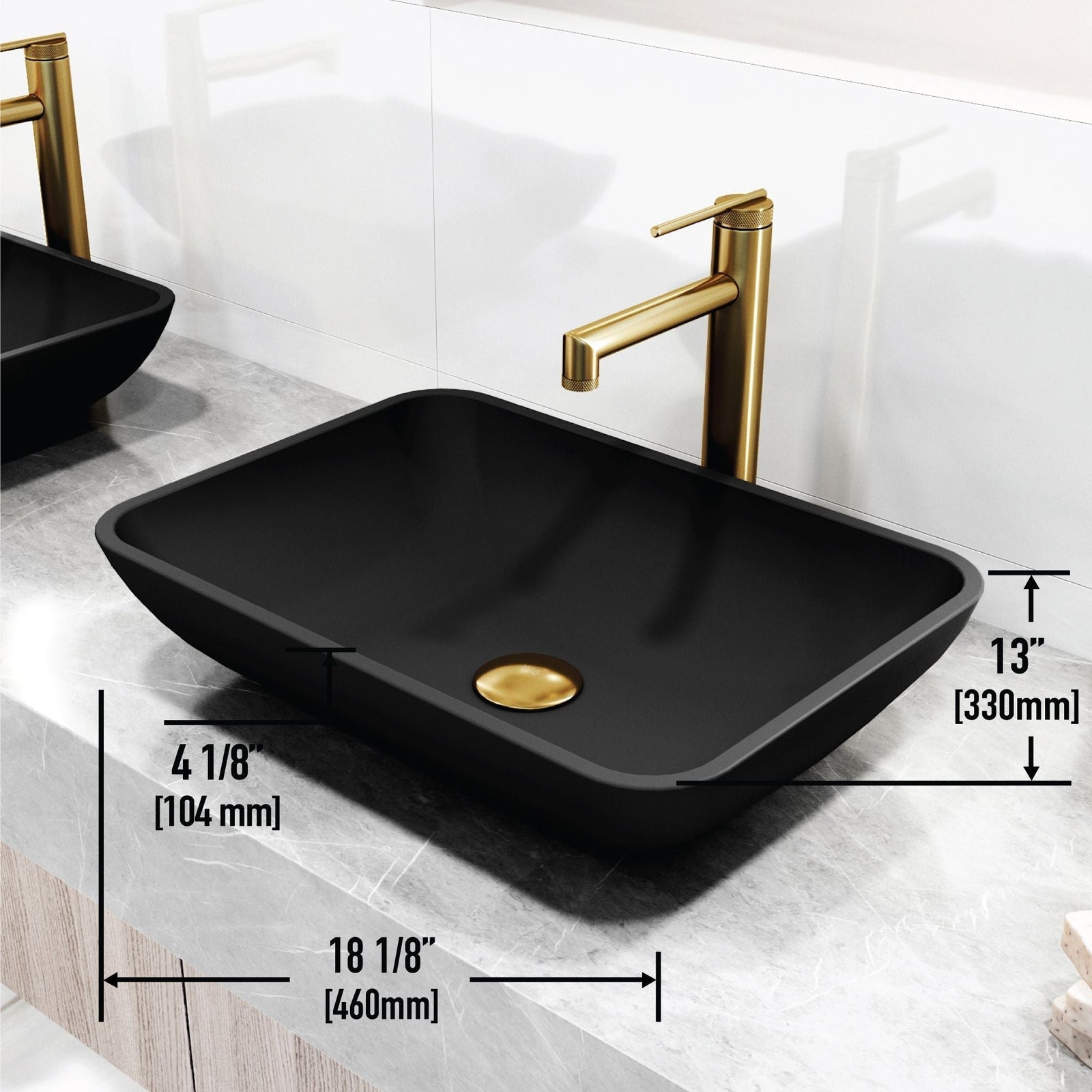 Sottile MatteShell Matte Black Bathroom Sink/Basin Set with Sterling Faucet and Glass Rectangular Vessel T2P9 - product image 8