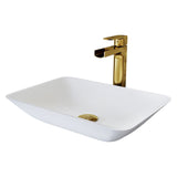 Sottile MatteShell White Bathroom Sink/Basin Set with Amada Faucet and Glass Rectangular Vessel V9E1 - product image 1