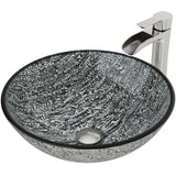Titanium Glass Slate Grey Bathroom Sink/Basin Set with Niko Faucet and Round Vessel U2Z1 - product image 1