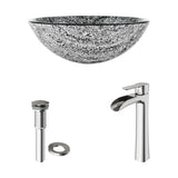 Titanium Glass Slate Grey Bathroom Sink/Basin Set with Niko Faucet and Round Vessel U2Z1 - product image 2