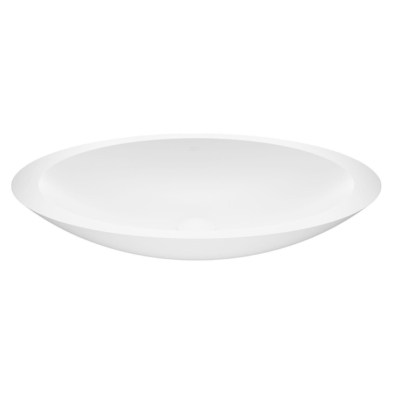 Wisteria Matte Stone Circular Vessel Bathroom Sink/Basin with Deep Bowl, White J5V1 - product image 1