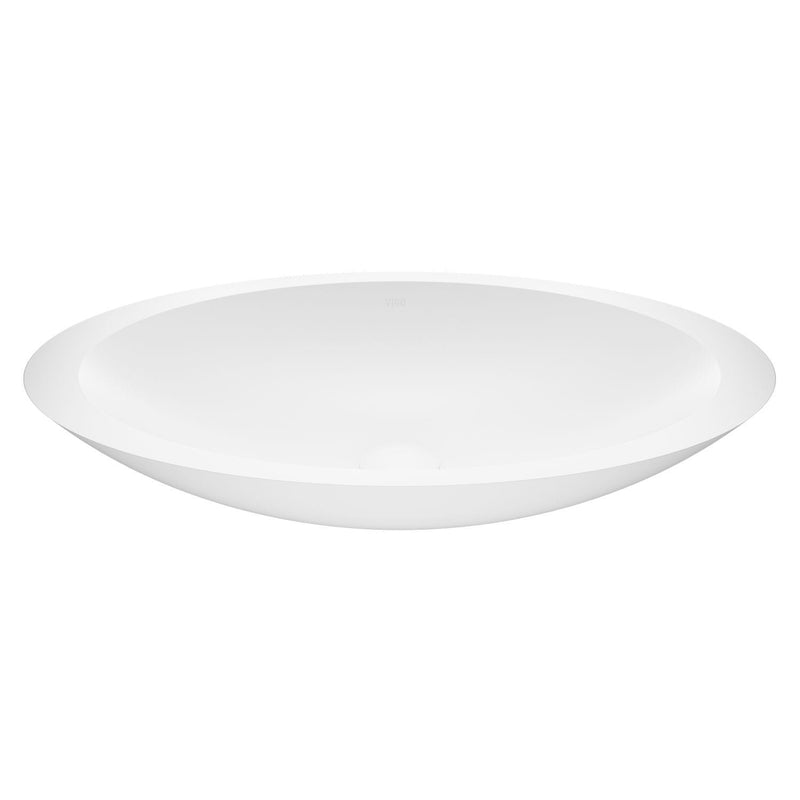 Wisteria Matte Stone Circular Vessel Bathroom Sink/Basin with Deep Bowl, White J5V1