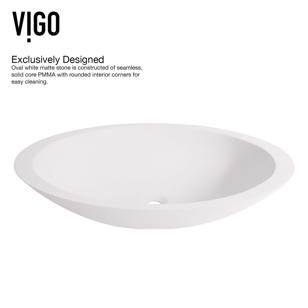 Wisteria MatteStone White Bathroom Sink/Basin Set with Niko Faucet and Oval Composite Vessel V7T1 - product image 5