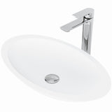 Wisteria MatteStone White Bathroom Sink/Basin Set with Norfolk Faucet and Oval Composite Vessel K0W0 - product image 1