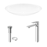 Wisteria MatteStone White Bathroom Sink/Basin Set with Norfolk Faucet and Oval Composite Vessel K0W0 - product image 2
