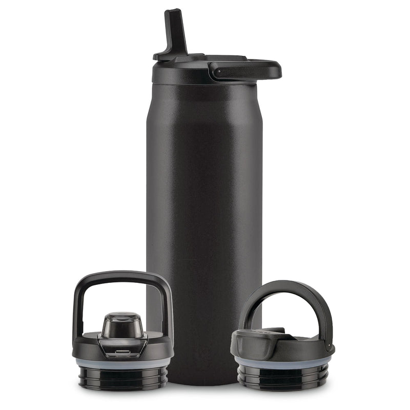 Core Vacuum Insulated Stainless Steel Bottle, 32-oz, Black, with Multi Lid F6Y4